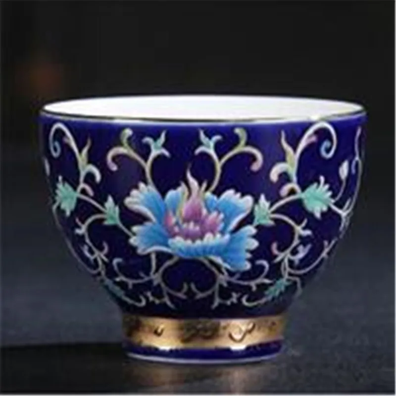 1 X Jingdezhen 75 мл керамическая чашка маленькая 4,8 см x 6,2 см кунг-фу чай кофейные чашки чаша - Цвет: blue 75ml 4.8x6.2cm