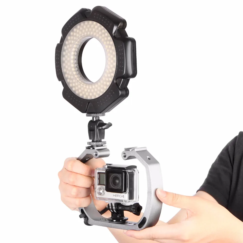 Diving Underwater Aluminum Selfie Monopod Mount Double-Arm Tray Handheld For Gopor Action Camera Holder (4)