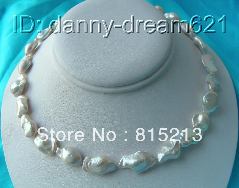 

FREE SHIPPING>>>@@ > N898 AMAZING big 17mm white SOUTH Reborn keshi pearls necklace