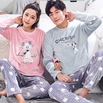 

Flannel Pajama Sets Couples Long Sleeve