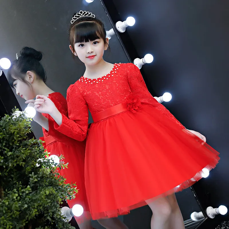 Autumn Tutu Dress For Girls Flower Kids Clothes Wedding Events Long Sleeve Birthday Party Costumes Children Clothing 4-11 Years