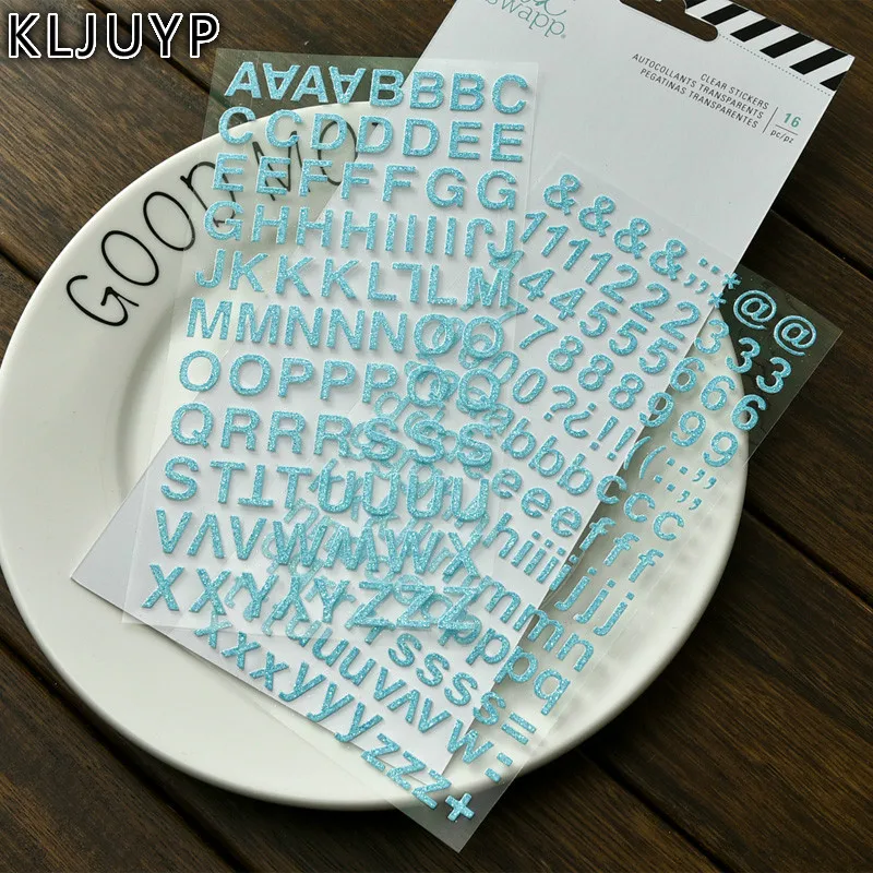 

KLJUYP 2pc Light Blue Capital Letters Self- adhesive Paper Sticker for Scrapbooking/ DIY Crafts/ Card Making Decoration