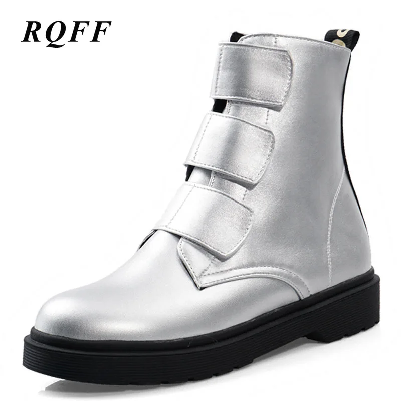 

Ugged Woman Shoes Winter Boots Women 2019 Womens Fashion Black Silver PU Square Heel Low Round Toe Ankle Footwear Plus Size 9