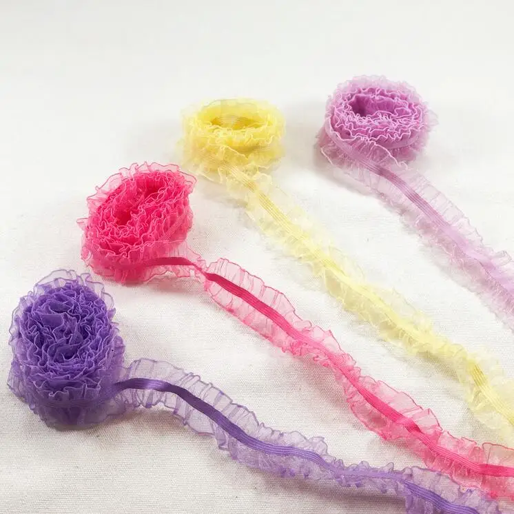 6 Meters Diy Bilateral Elastic Ruffle Lace Ribbon Garment Stretch Lace