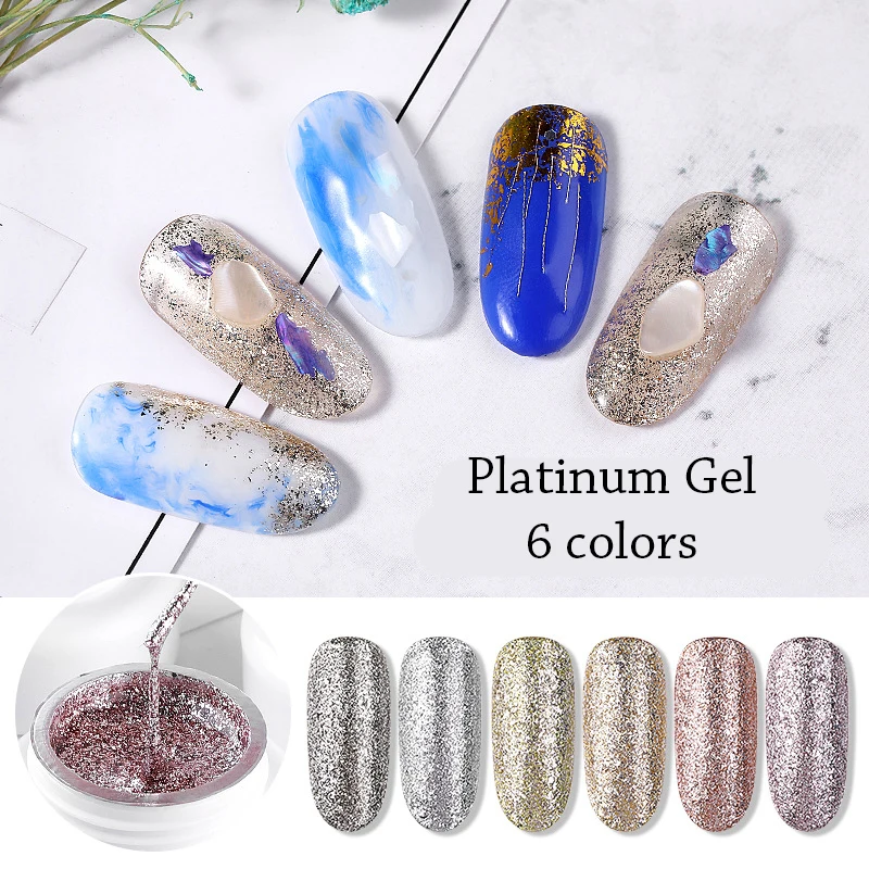 

Gel Nail Polish Glitter Shiny Platinum Painting Nails Art For Manicure Poly Gel Lak UV Colors Top Base Coat Primer Hybrid