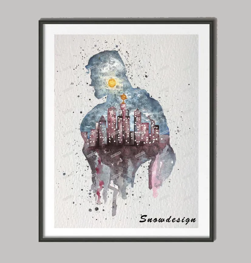 

Original watercolor Superman wall art canvas painting Nursery poster print Pictures kids room Home Decor wall hanging sticker