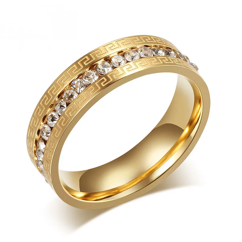 Heyrock Women's Vintage Jewelry Golden Stainless Steel Zirconia Rings Engagement Wedding Ring | Украшения и аксессуары
