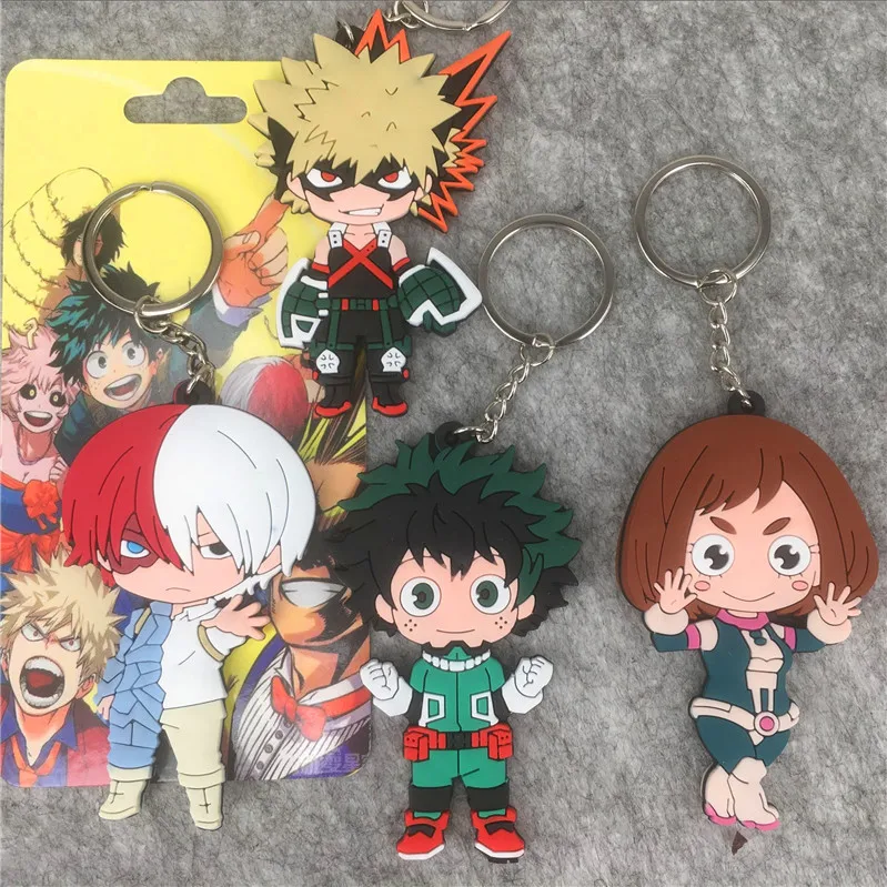 

10 Pcs/lot Anime My Hero Academia PVC Soft Lining Keychain pendant key ring pendant toys for gifts
