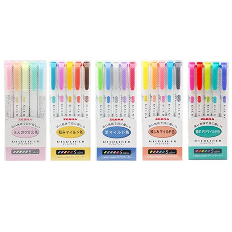 

25 Colors/Set Japanese Zebra Mildliner Liner Double Headed Highlighter Pen Drawing Art Marker Pens Scribble Stationery 5 Type