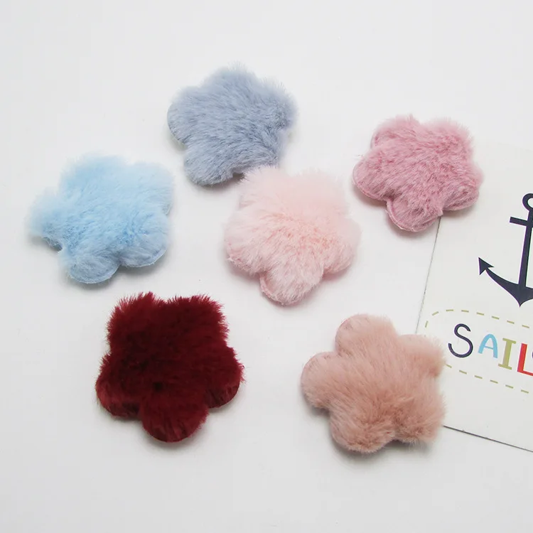 

36pcs/lot 4cm plush flower Shape Padded appliques for headwear decoration handmade hair accessories
