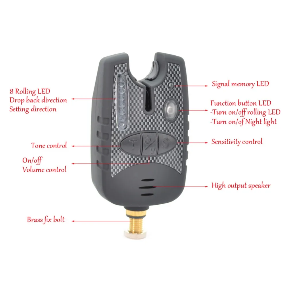 Tanie Hirisi alarm zgryzowy karpiowy 8 LED ze wskaźnikiem wędkarskim dla wędkarzy karpiowych