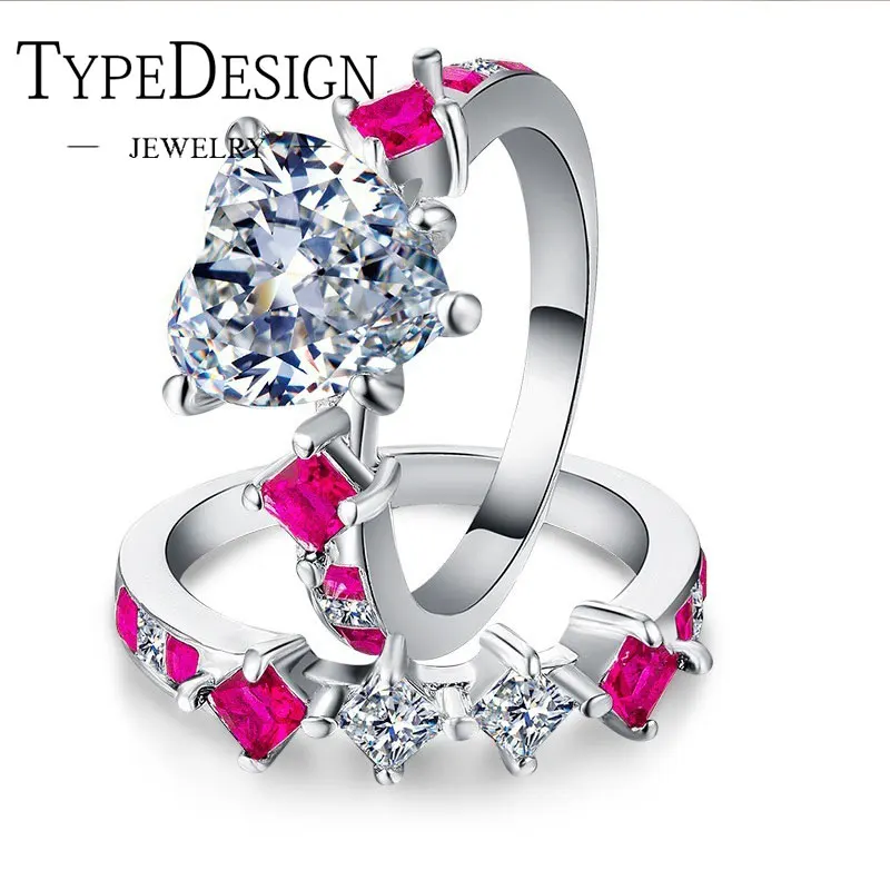 

red. White sapphire ring [fashion empire full of lucky grass] copper silver party party ring stainless steel jewelry