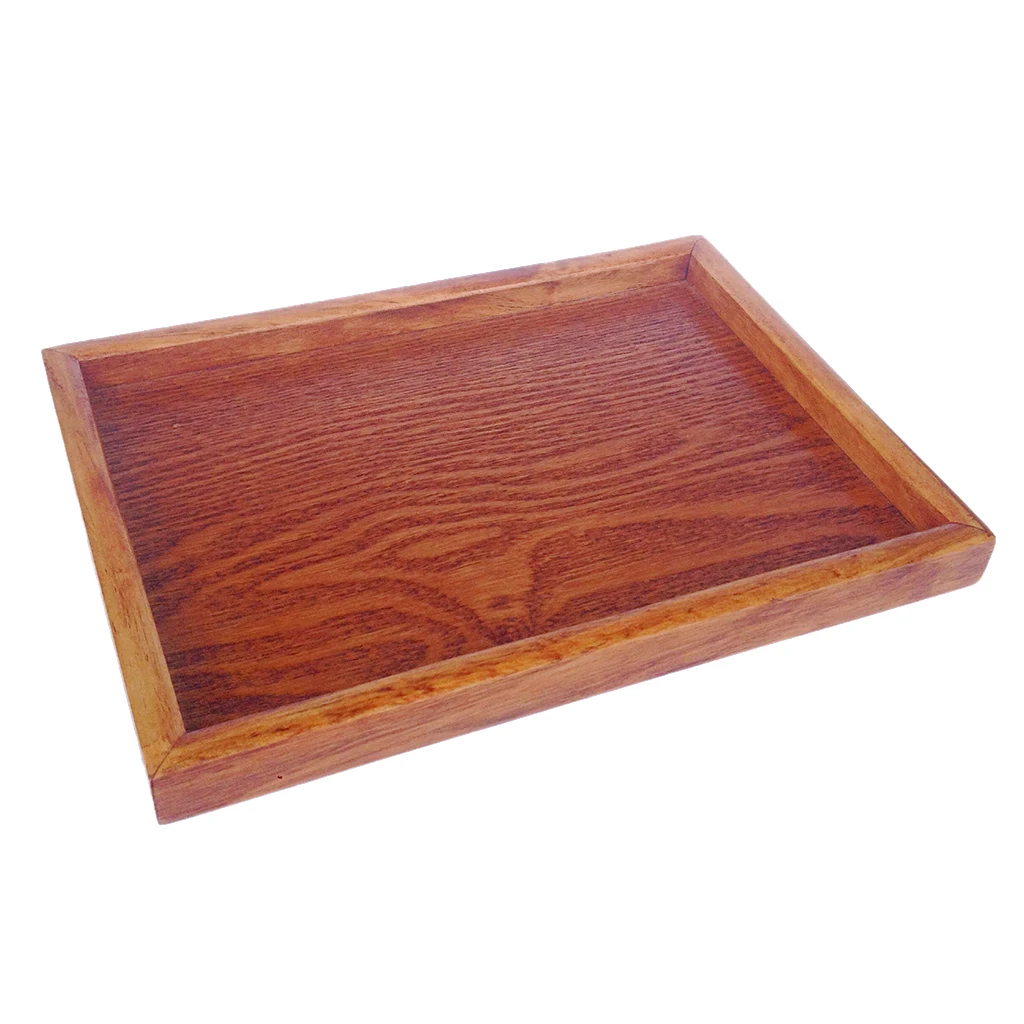 Primitive Wood Serving Tray SPA Tea Food Server Dishes Platter Wooden Plate -S