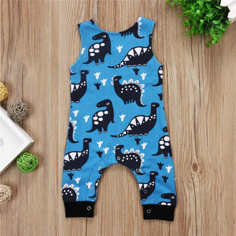 Newborn Infant Baby Boy Girl Dinosaur Romper Sleeveless Jumpsuit Playsuit One-Pieces Clothes Outfits