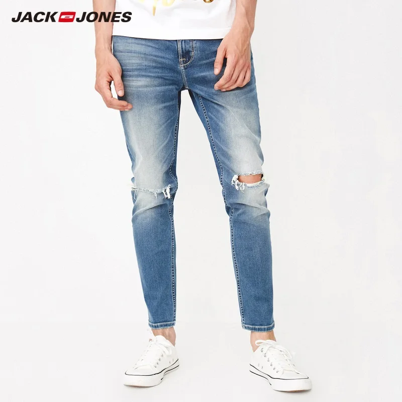 JackJones Men's Skinny Ripped Distressed Jeans Men‘s Denim Pants streetwear 218332573 JackJones Men's Skinny Ripped Distressed Jeans Men‘s Denim Pants streetwear 218332573
