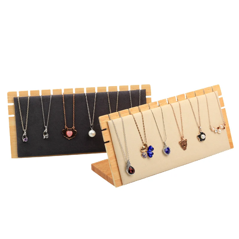

Fashion L-shaped solid wood necklace display stand, jewelry display props, creative pendant necklace storage rack