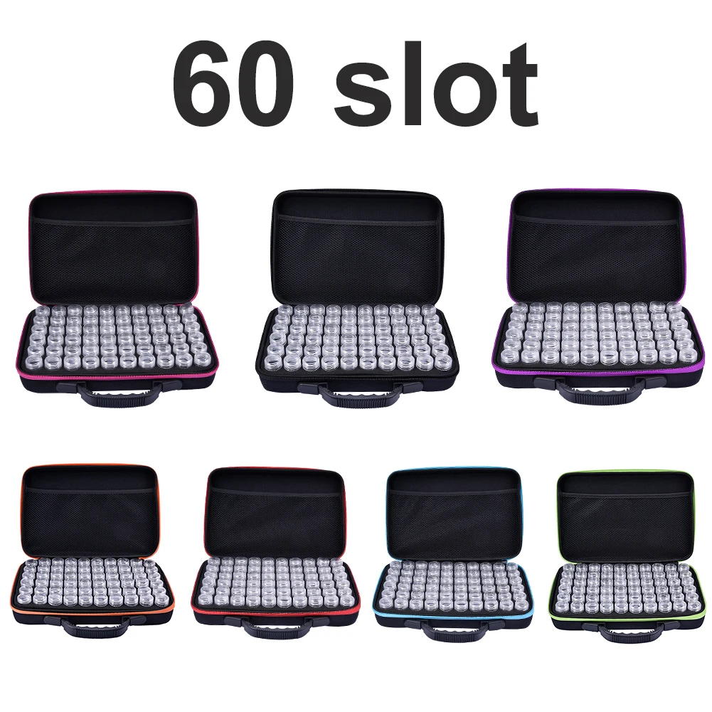 

60Slots Embroidery Diamond Painting Accessory Case Plastic Beads Storage Boxes Multi Functional Essential Oil Bottle Storage Bag