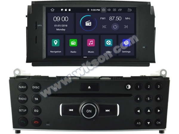 Excellent 6.2" Android 9.0 Pie Car DVD Multimedia GPS Radio for Mercedes-Benz C-Class W204 2007-2011 with Greater Viewing Angle IPS Screen 5