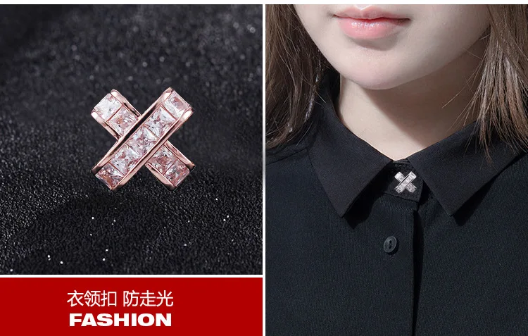 CINDY XIANG New Arrial Cubic Zirconia Cross Collar Pin For Women And Men Unisex Coat Brooch Wedding Accessories High Qulaity