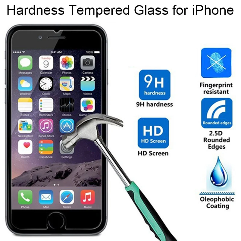 

Hardness Transparent Glass for iPhone 8 7 6s 6 Plus Screen Protector Film Glass on iPhone X 5 5s SE Clear Glass for iPhone 4 4s
