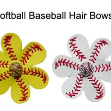 50 шт. Софтбол цветок аксессуары и заколки для волос, софтбол банты для волос, софтбол бант для волос, зажим для волос в стиле бейсбола