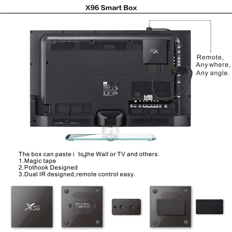 [Подлинный] X96 Android 6,0 Marshmallow 2 GB+ 16 GB Amlogic S905X четырехъядерный ТВ-бокс 2,4G Wifi 4 K* 2 K HD 2.0A ТВ Предустановленный