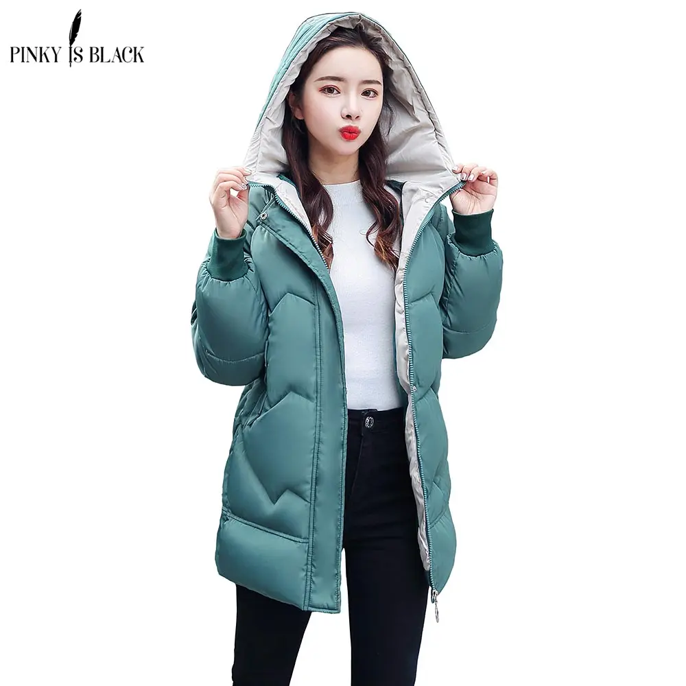 

PinkyIsBlack Women's Jacket Winter 2019 New Medium-Long Cotton Parka Winter Coat Women Hooded Ladies Casual Clothing Hot Sale