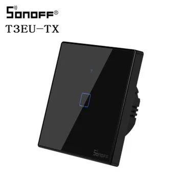 

SONOFF T3EU TX Smart Wifi Wall Touch Switch Black With Border Smart Home 1/2/3 Gang 433 RF/Voice/APP Control Works With Alexa