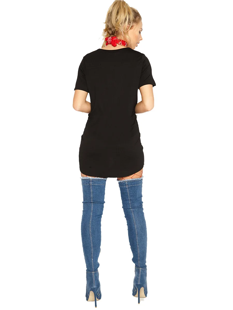 Weania Punk Style Rock T Shirt Women 2018 Summer Short Sleeve T-shirt Female Graphic Print Hole Tshirt Tops Women Shirt Femme