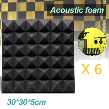 

6PCS 30*30*5cm Studio Acoustic Soundproof Foam Sound Absorption Treatment Panel Tile Wedge Protective Sponge Kit