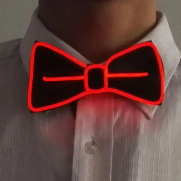 Модный светодио дный мужской светодиодный EL Wire Necktie светящийся Неоновый мигающий свет галстук-бабочка для клуба Косплей вечерние