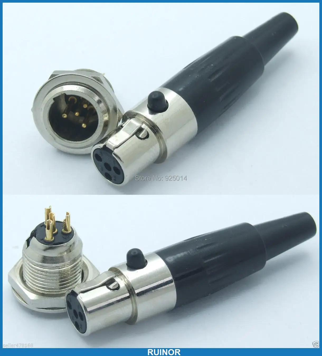 

10sets 4-pin TA4F Female + Mini XLR Male plug Audio Microphone Connector Adapter