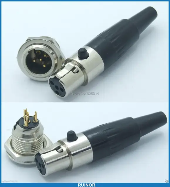 10sets 4 pin TA4F Female + Mini XLR Male plug Audio Microphone