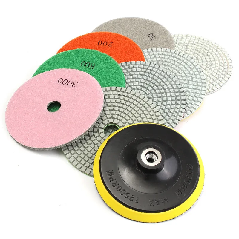 7 Inch Diamond Polishing Pads 9 Piece Set WET//DRY Granite Concrete Stone Marble
