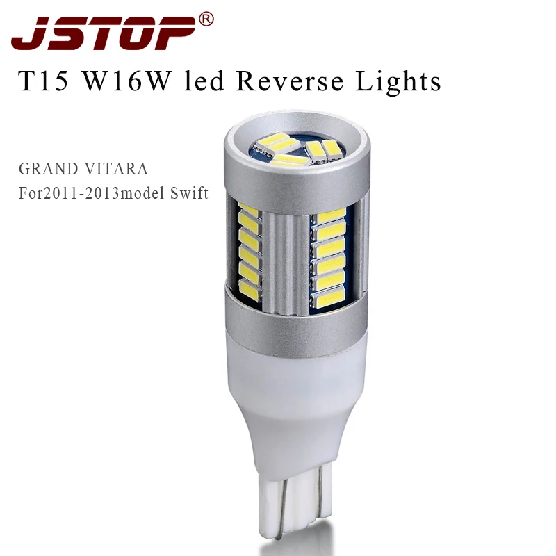 

JSTOP Grand Vitara LED Reversing Lights automobile led canbus 12VAC exterior lamp w16w 6000k Reversing lamp T15 led backup light