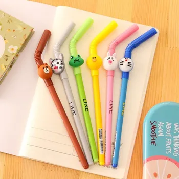

1 pcs Cute Cartoon straw gel pen cute pens material escolar kawaii stationery canetas escolar school office supplies