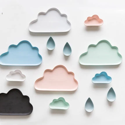 

Creative Ceramic Cartoon Cloud Matte Frosted Breakfast Plate Styling Tray raindrops Dessert Dish