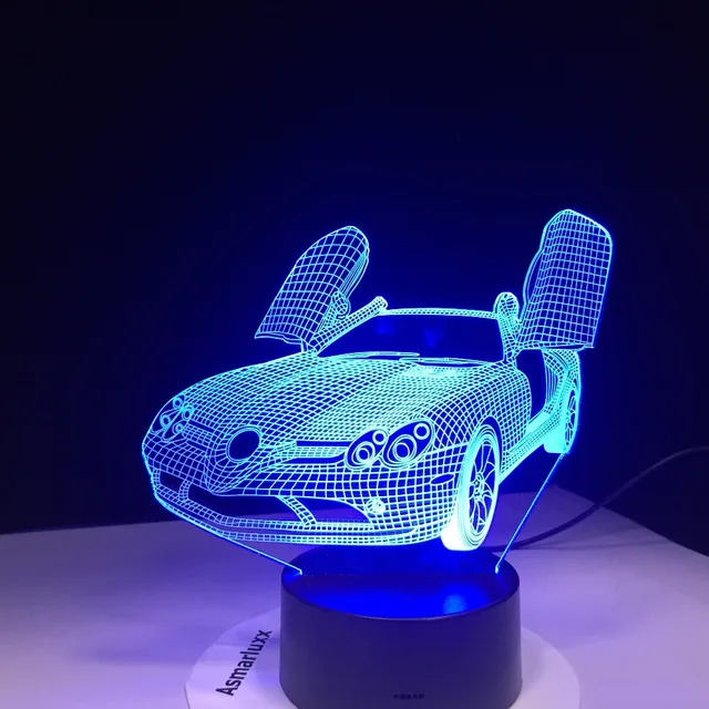 Scissor Doors New Sports Car 3D Lamp USB Night Light Multicolors Lava LED RGBW Lighting Luminaria Table Kids Christmas Gifts