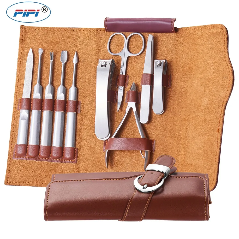 

New 10 Pcs Manicure Set Stainless Nail Clipper Kit Nail Cutter Scissors Tweezers Cuticle Grooming Kit Utility Nail Art Tools Set