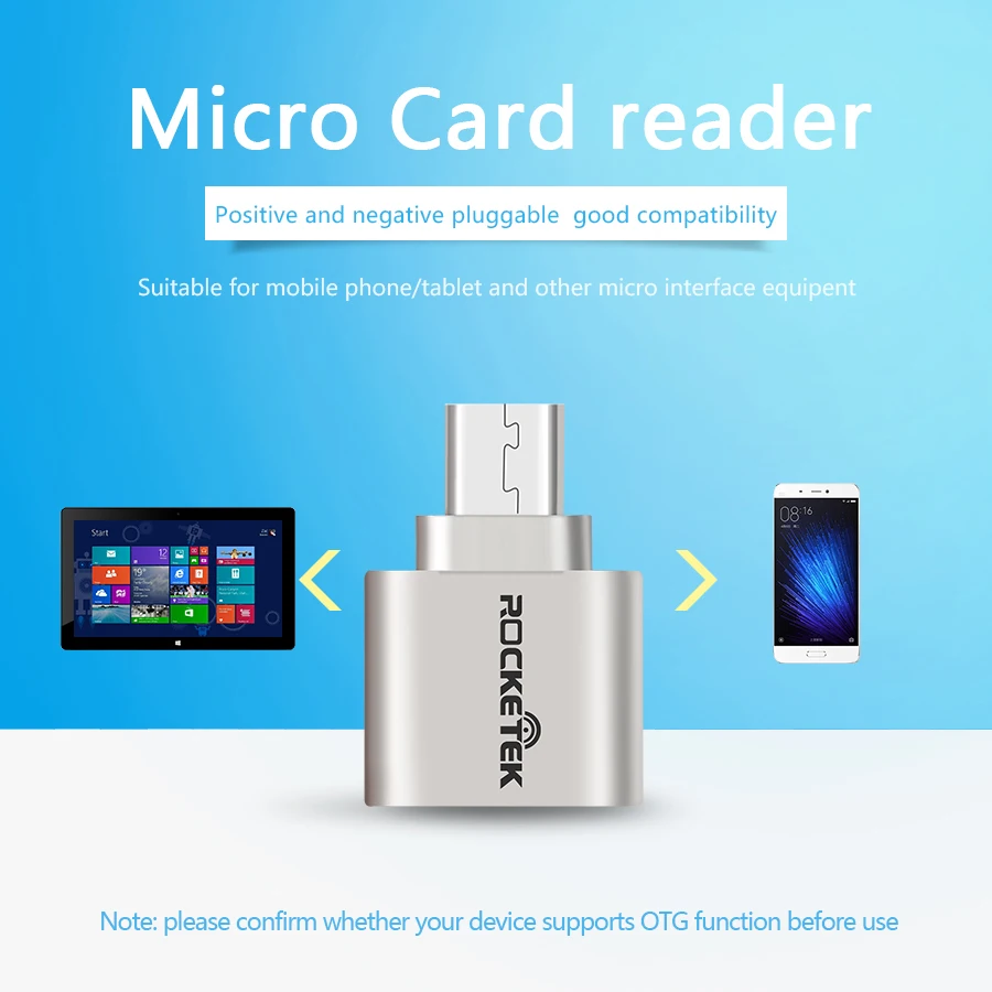 Rocketek micro usb 2,0 type c otg телефон мини-считыватель карт памяти адаптер алюминиевый кардридер для micro SD/TF microsd ноутбука