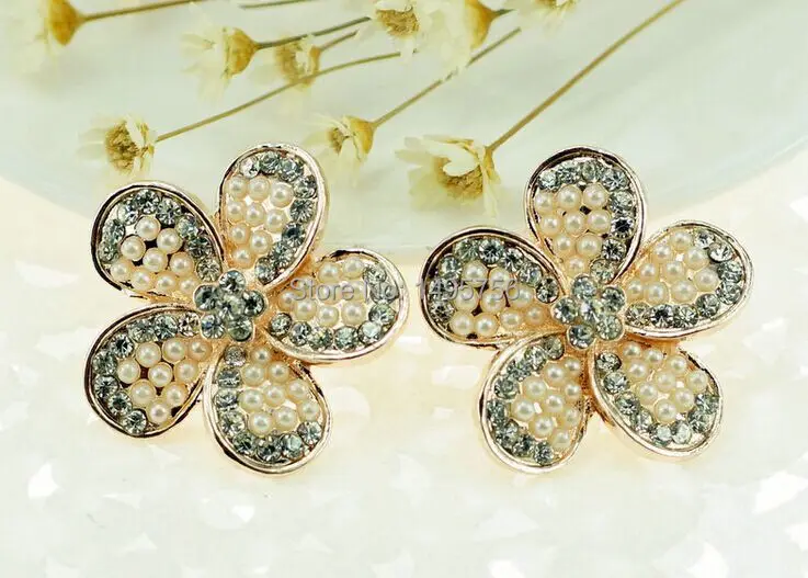 Free Shipping!20pcs/lot flat back crystal round pearl button,30mm Metal