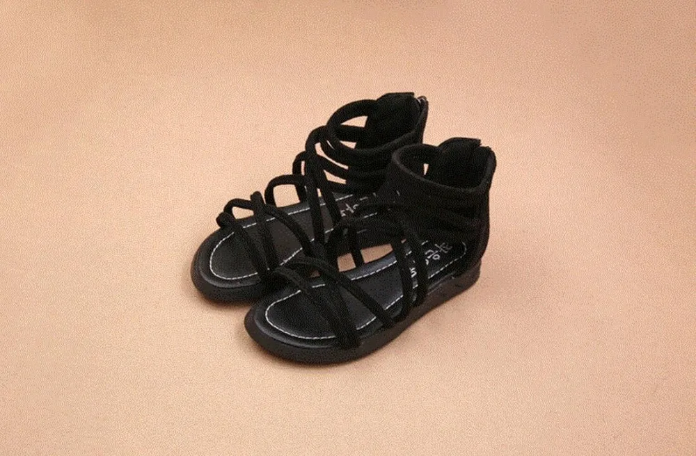 Новая летняя Корейская версия детской обуви замшевые детские сандалии для девочек туфли принцессы с открытым носком обувь в римском стиле для студентов S