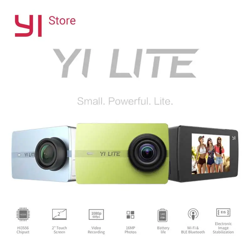 YI Lite Action Camera 16MP Real 4K Sports Camera with Built-in WIFI 2 Inch LCD Screen 150 Degree Wide Angle Lens YI Lite Action Camera 16MP Real 4K Sports Camera with Built-in WIFI 2 Inch LCD Screen 150 Degree Wide Angle Lens