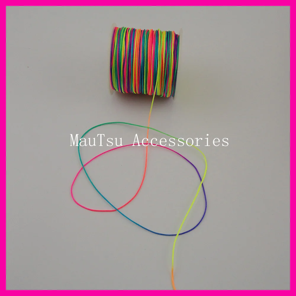 

100Yards 0.6mm Rainbow Chinese Knot String Knit Ropes Jade Line Wire threads Rattail beading cords DIY Jewelry Fittings Bracelet