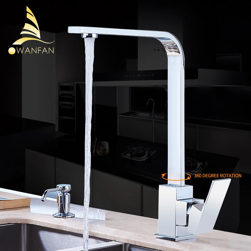  Kitchen Faucet Chrome Brass Deck Kitchen Sinks Faucet High Arch 360 Degree Rotating Swivel Cold Hot - 32760708683