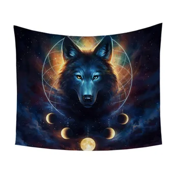 Dream Catcher by JoJoesArt Tapestry for Bedroom Moon Eclipse Luxury Decorative Wall Hanging Wolf Elk Planet Wall Carpet tapiz 2