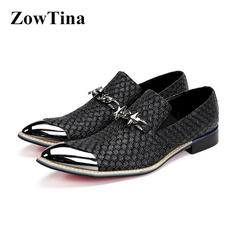 Black Leather Men Oxford Shoes Pointed Toe Formal Dress Flats Shoes Man Fashion Rivets Zapatos Homre Slip On Business Moccasins