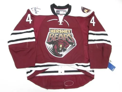 

#4 JOHN CARLSON HERSHEY BEARS Retro throwback MEN'S Hockey Jersey Embroidery Stitched Customize any number and name