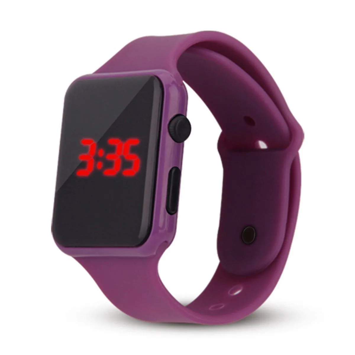 Деликатные спортивные часы, цифровой светодиодный резиновый женский мужской спортивный браслет с датой, цифровые часы, светодиодный, reloj electronico deportivo - Цвет: Purple