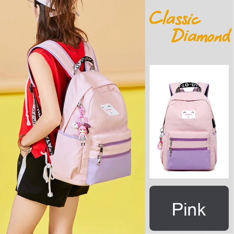 Backpack School Bag with Headphone Jack Backpacks with Charging Port Student Bag Female Multifunctional Backpack Child Backpacks (14)